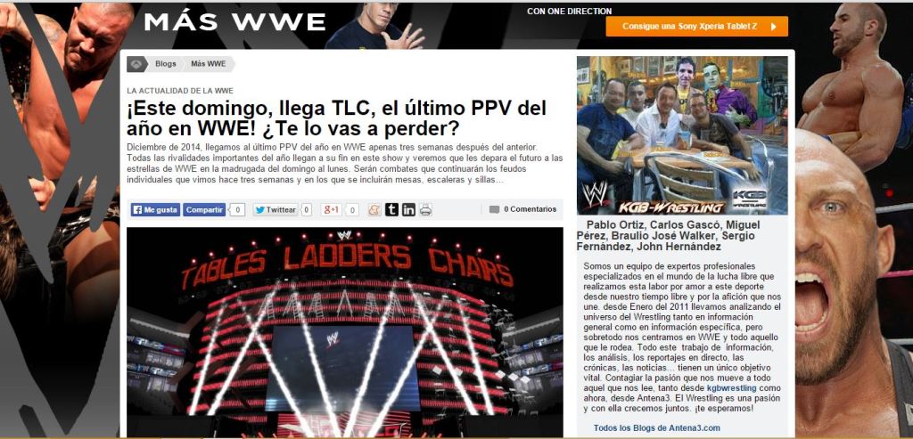 NUEVA ENTRADA EN EL BLOG «MÁS WWE» DE ANTENA&nbsp;3