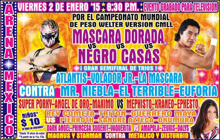 Resultados CMLL Arena México&nbsp;(02/01/2015)