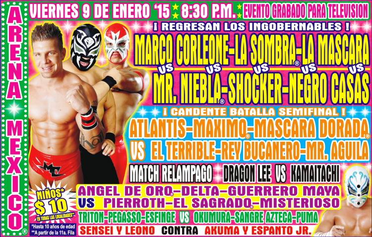 Resultados CMLL Arena México&nbsp;(09/01/2015)