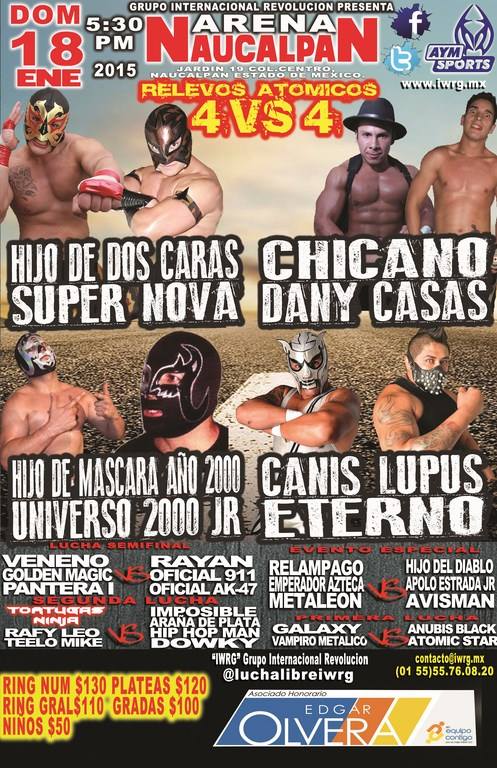 Resultados IWRG Arena Naucalpan&nbsp;(18/01/2015)