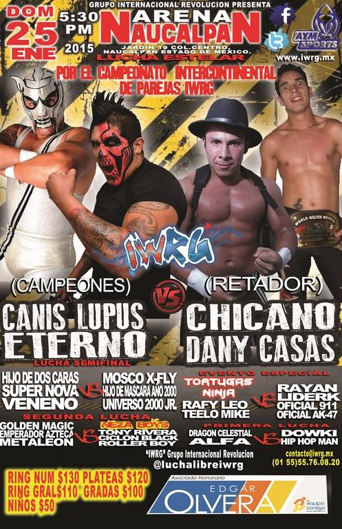 Resultados IWRG Arena Naucalpan&nbsp;(25/01/2015)