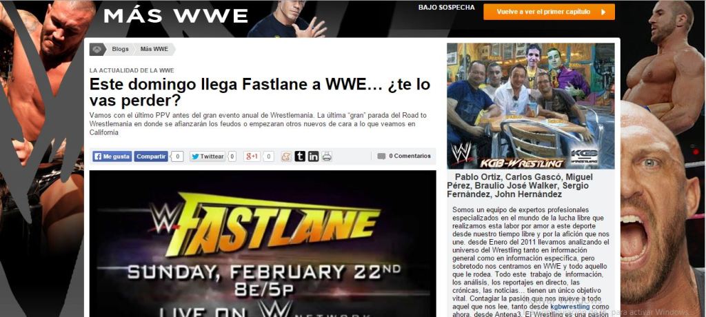 Nueva entrada en el blog exclusivo de Antena 3 «MÁS&nbsp;WWE»