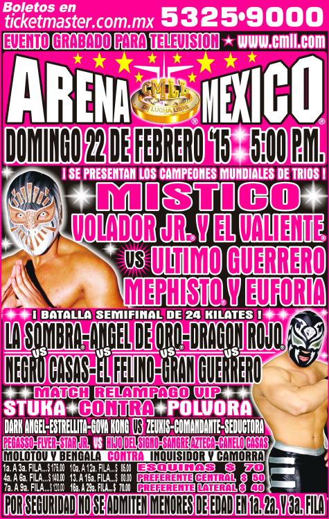 Resultados CMLL Arena México&nbsp;(22/02/2015)